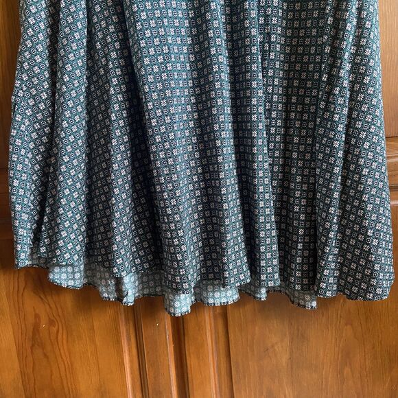J. Jill Flared A-Line Midi Skirt Green Floral Clover Size 2X Stretch Boho Artsy - Picture 8 of 10